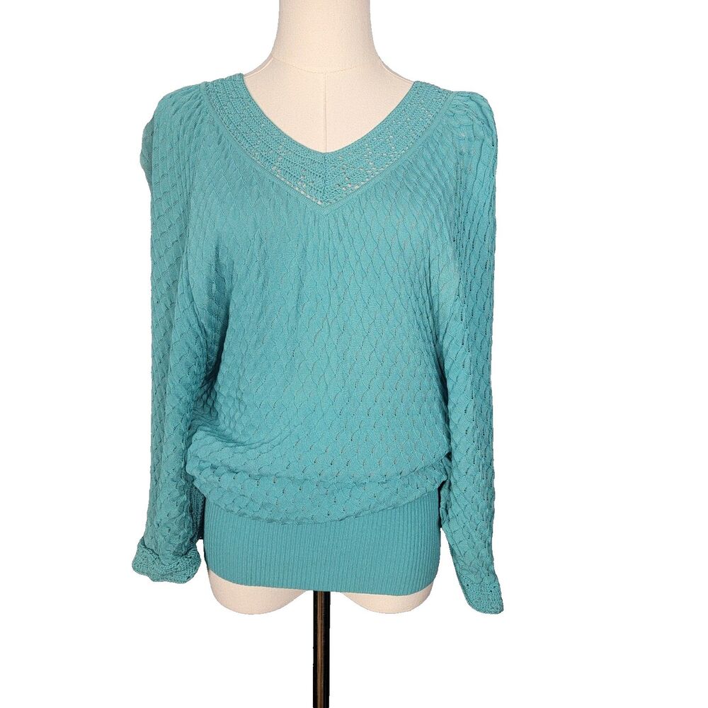 Catherine Malandrino Sweater Small Knit Tunic Angel Sleeve Top Y2K Boho Glam